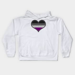 Elegant Asexual Pride Decorative Heart in Pride Flag Colors Kids Hoodie